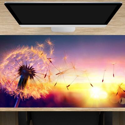 Desk pad made of premium vinyl XXL with integrated mouse pad - dandelion in the sunlight - 100 x 50 cm (BPA-free)