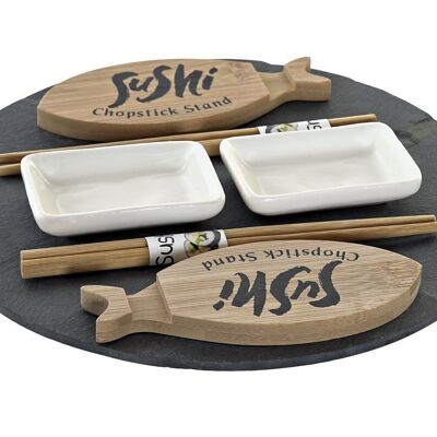 SUSHI SET 9 BAMBU PIZARRA 33X33X5 GIRATORIO NEGRO PC188221