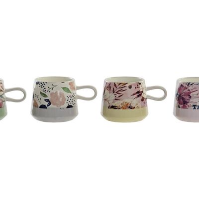 MUG GRÈS 13X9.5X8 360ML, FLEURS 4 ASSORTIMENTS. PC188237