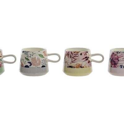 MUG GRES 13X9,5X8 360ML, FLORES 4 SURT. PC188237