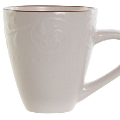 MUG GRES 13,5X9,5X10,5 340ML, RELIEVE BEIGE PC188259