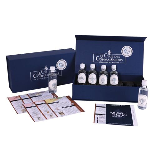 Coffret Dégustation Rhum Blancs du Monde - 6 x 40 ml Fiches de Dégustation Incluses - Coffret Cadeau Premium Prestige - En Solo ou en Duo