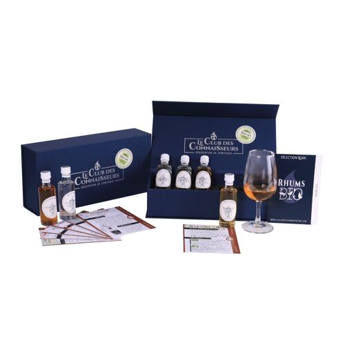 Coffret Dégustation Rhum BIO du Monde - 6 x 40 ml Fiches de Dégustation Incluses - Coffret Cadeau Premium Prestige - En Solo ou en Duo