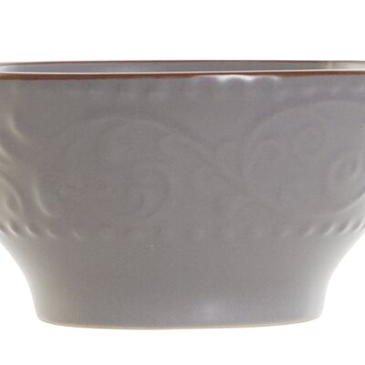 STONEWARE BOWL 14.7X14.7X7.7 GRAY RELIEF PC188263