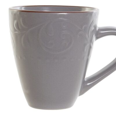 STONEWARE MUG 13,5X9,5X10,5 340ML, GRAY RELIEF PC188264