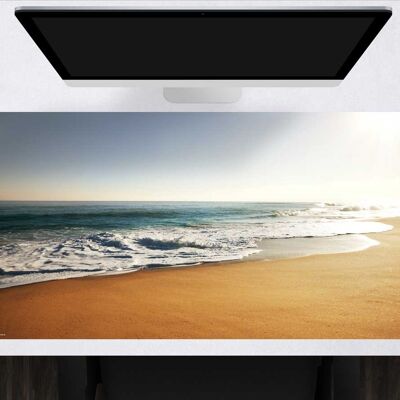 Desk pad made of premium vinyl XXL with integrated mousepad - On the beach - 100 x 50 cm (BPA-free)