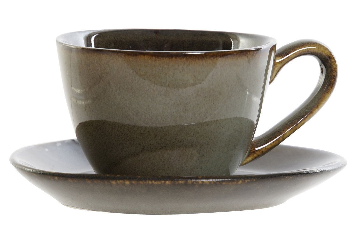 TASSENSET PLATTE STEINZEUG 11X10X2 GLASIERT DUNKELGRÜN PC189318