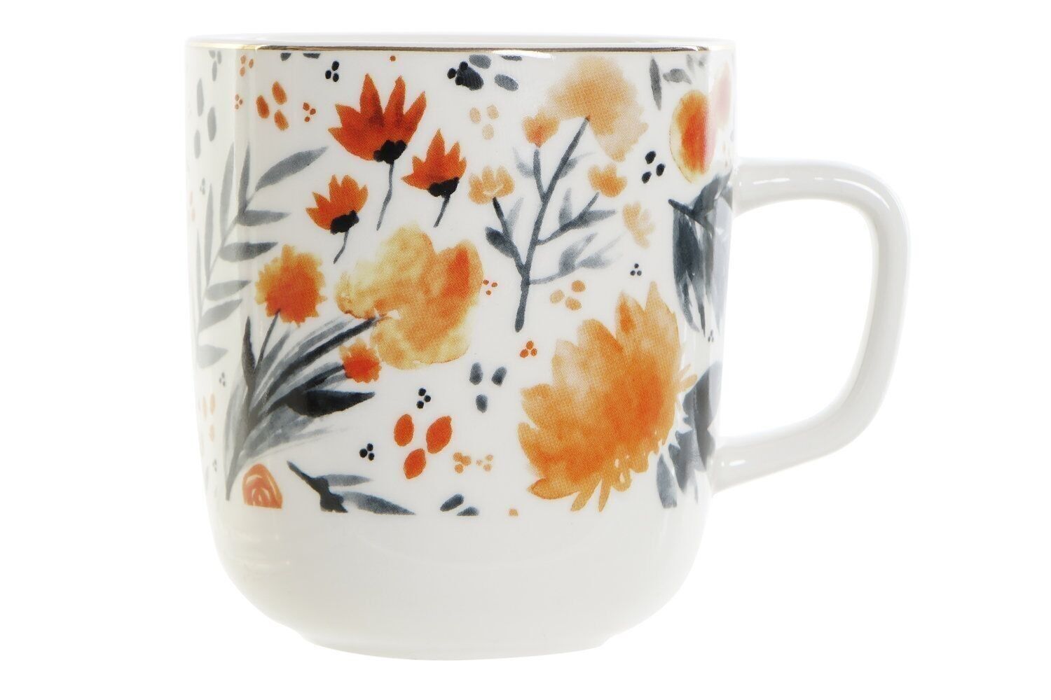 PORZELLANBECHER 12X8,5X9,5 380ML, BLUMEN ORANGE PC189347