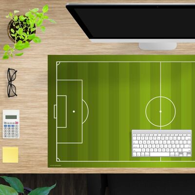 Desk pad made of premium vinyl XXL with integrated mousepad - soccer field - 100 x 50 cm (BPA-free)