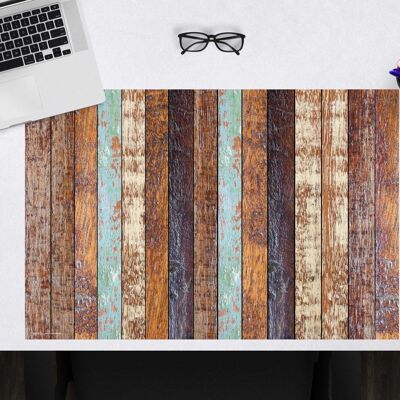 Almohadilla de escritorio de vinilo premium - aspecto de madera a rayas - 60 x 40 cm (sin BPA)