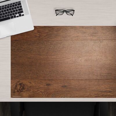 Desk pad made of premium vinyl - wooden board - 60 x 40 cm (BPA-free)