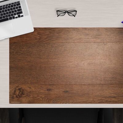 Desk pad made of premium vinyl - wooden board - 60 x 40 cm (BPA-free)