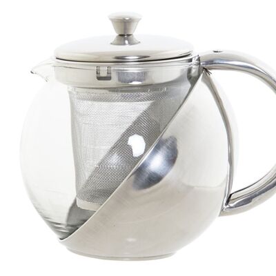 STAINLESS STEEL GLASS TEAPOT 14X11X12 500ML INFUSER PC189483