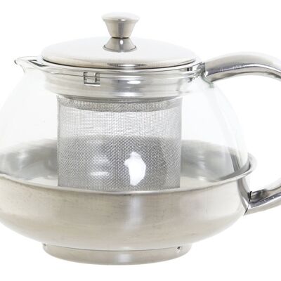 STAINLESS STEEL GLASS TEAPOT 15X12X12 600ML INFUSER PC189485
