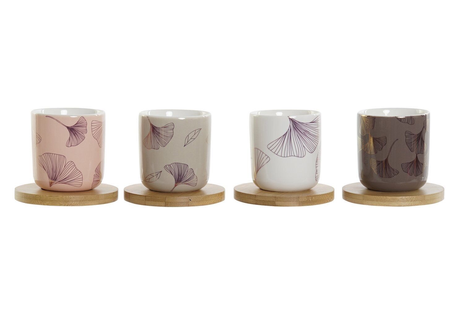 CAFE SET 4 NEW BONE BAMBUS 7X7X8 200ML ROSA GOLD PC189548