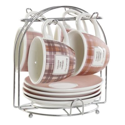 CAFE SET 4 NEW BONE METAL 9X6X5,5 90ML, PINK PC189554