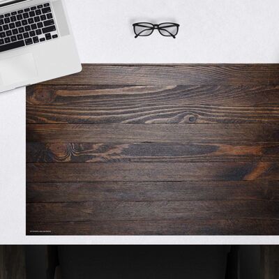 Desk pad made of premium vinyl - wood look dark brown - 60 x 40 cm (BPA-free)