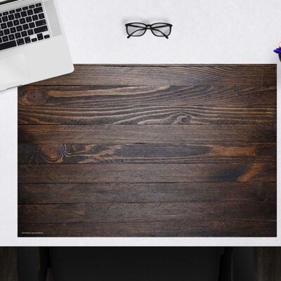 Almohadilla de escritorio de vinilo premium - aspecto madera marrón oscuro - 60 x 40 cm (sin BPA)