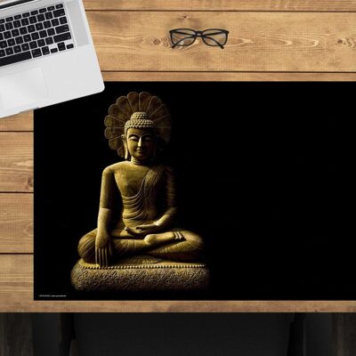 Sottomano da scrivania in vinile premium - Buddha - 60 x 40 cm (senza BPA)