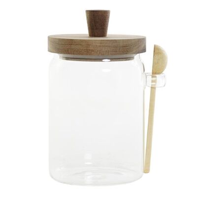 BOTE BOROSILICATO ACACIA 12X10X18 850ML, CUCHARA PC190748