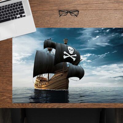 Premium Vinyl Desk Pad for Kids and Adults - Pirate Ship - 60 x 40 cm (BPA Free)