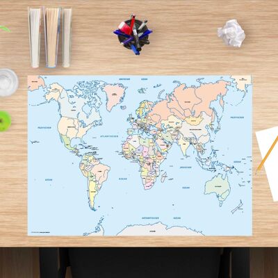 Alfombrilla de escritorio de vinilo premium para niños - World Map Kids - 60 x 40 cm (sin BPA)