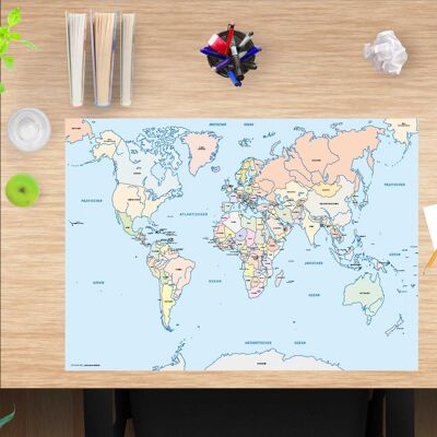 Alfombrilla de escritorio de vinilo premium para niños - World Map Kids - 60 x 40 cm (sin BPA)