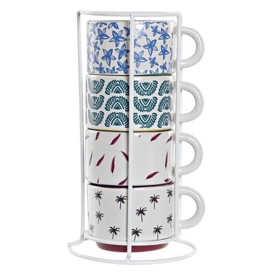 SET CAFÉ 4 GRÈS MÉTAL 11X10X21 150 ML, AFRICA MATE PC192961