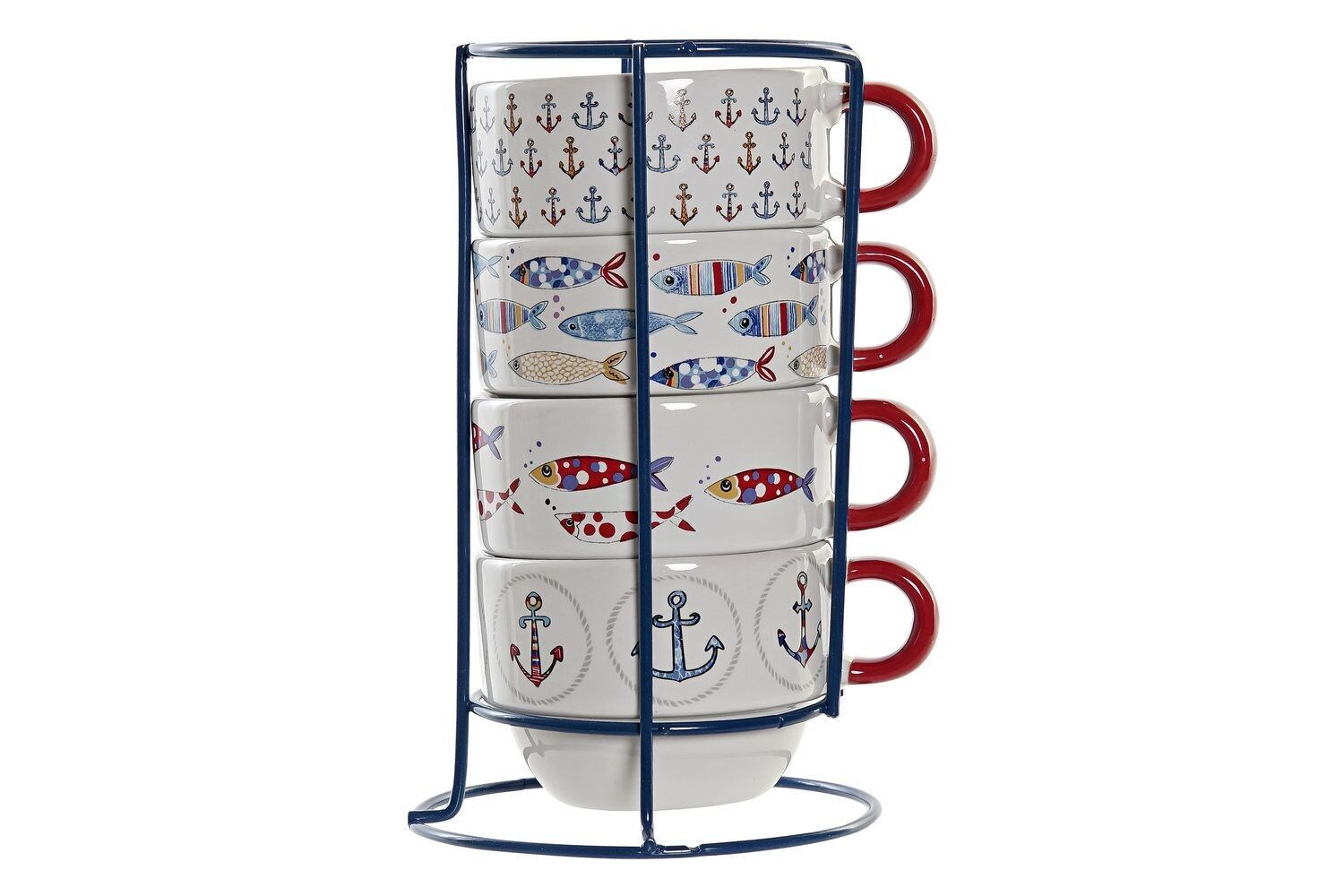 KAFFEESET 4 STEINZEUG METALL 13X12X18 190ML, COSTA PC192970