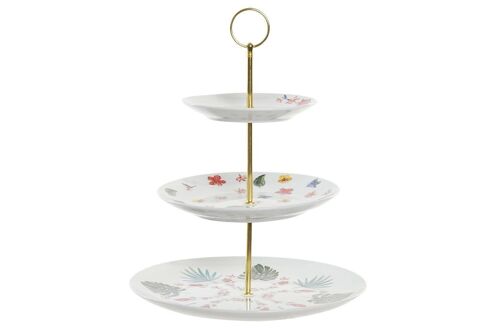 FRUTERO PORCELANA METAL 27X27X34 3PISOS TROPIC PC192975