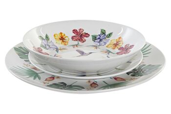 VAISSELLE 18 PORCELAINE 27X27X2,5 TROPIC GARDEN PC192988 4