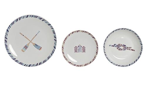 VAJILLA SET 18 PORCELANA 27X27X2,5 SALITRE AZUL PC192991