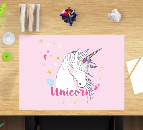 Schreibunterlage aus premium Vinyl für Mädchen – Unicorn – 60 x 40 cm (BPA-frei)