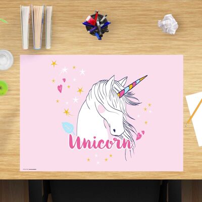 Sottomano da scrivania in vinile premium per ragazze - Unicorno - 60 x 40 cm (senza BPA)