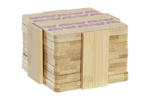 POSAVASOS SET 6 BAMBU 10X10X1 AFRICA TURQUESA PC193092