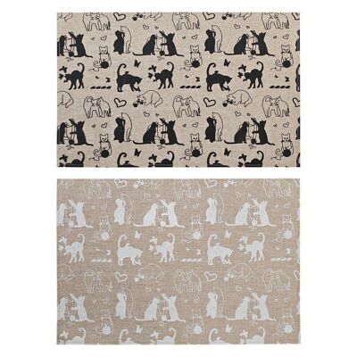 LINO POLIESTERE INDIVIDUALE 45X30X0,5 GATTI 2 ASSORTIMENTI. PC193613