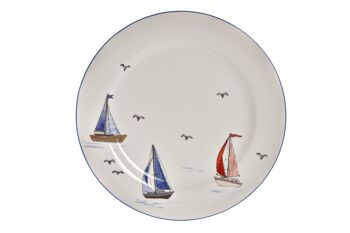 ASSIETTE PORCELAINE 27X27X2 VOILIERS BLEUS PC193941 1