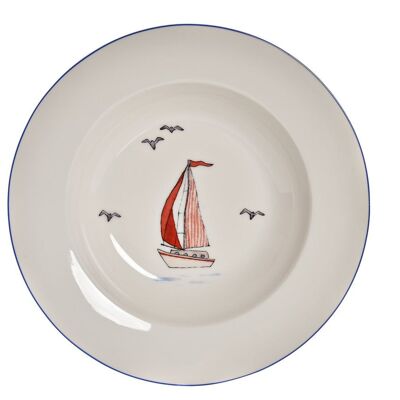 PIATTO PORCELLANA 21,5X21,5X3,5 BARCHE A VELA 2 ASSORTIMENTI. PC193942