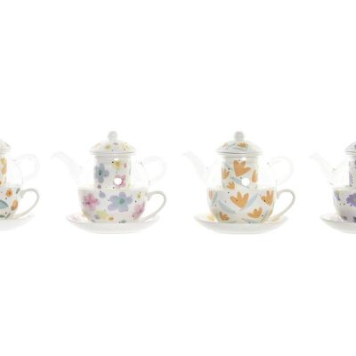 GLASS TEAPOT 16.5X13.5X13.5 250ML FLOWERS 4 ASSORTMENTS. PC193944