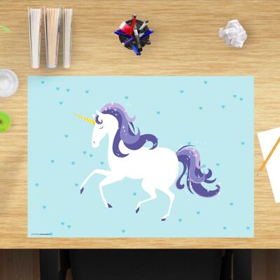 Sottomano da scrivania in vinile premium per bambini - Unicorno - 60 x 40 cm (senza BPA)