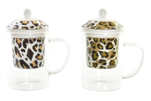 MUG INFUSIONES CRISTAL 12X8X14,5 300ML LEOPARDO 2 PC193953