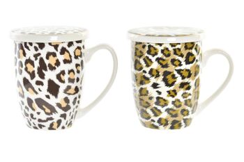 MUG INFUSION PORCELAINE 12X9X11 380ML LEOPARD 2 PC193954 1