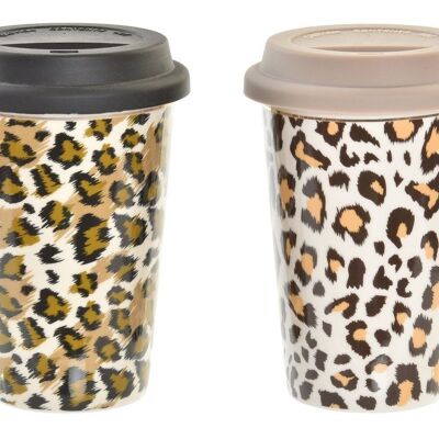 PORCELAIN MUG 10X10X14 400 ML LEOPARD 2 ASSORTMENTS. PC193956