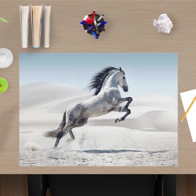 Premium Vinyl Desk Pad for Kids and Adults - White Horse - 60 x 40 cm (BPA Free)