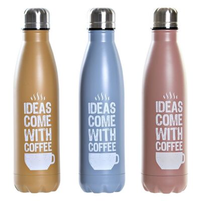 STAINLESS STEEL BOTTLE 6X6X26.5 500ML, DOUBLE 3 ASSORTMENTS. PC194402