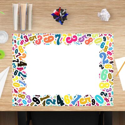 Desk pad made of premium vinyl for children and students - colorful numbers - 60 x 40 cm (BPA-free)