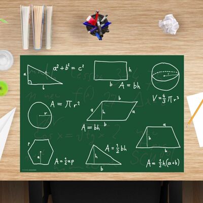 Sottomano da scrivania in vinile premium per bambini e studenti - Matematica - 60 x 40 cm (senza BPA)