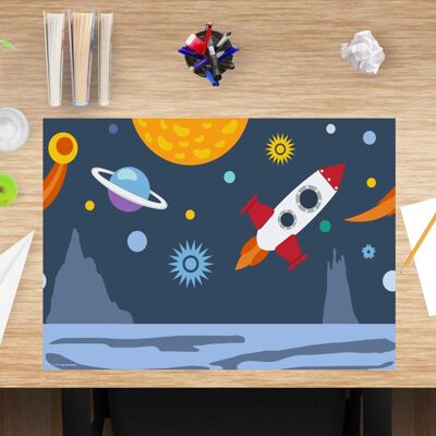 Sous-main en vinyle de qualité supérieure pour enfants - Space - 60 x 40 cm (sans BPA)