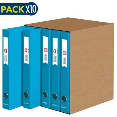 Pack 10 Carpeta Archivadora 2 anillas 45mm A4 Azul