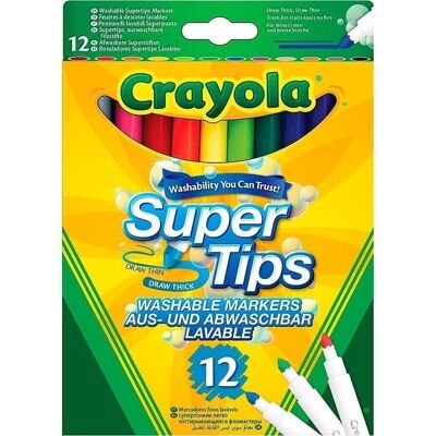 Crayola Estuche 12 Rotuladores Súper Punta Lavables